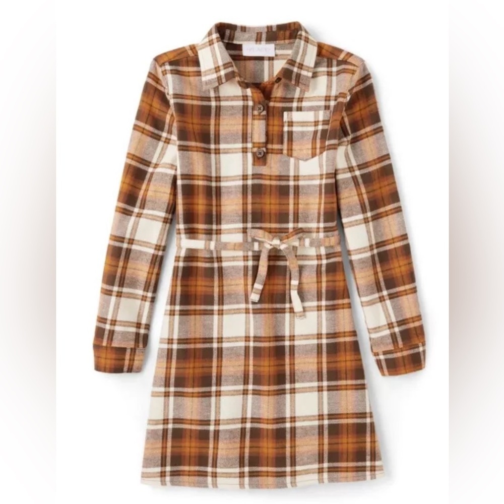 Plaid Long-Sleeve Kids Dress